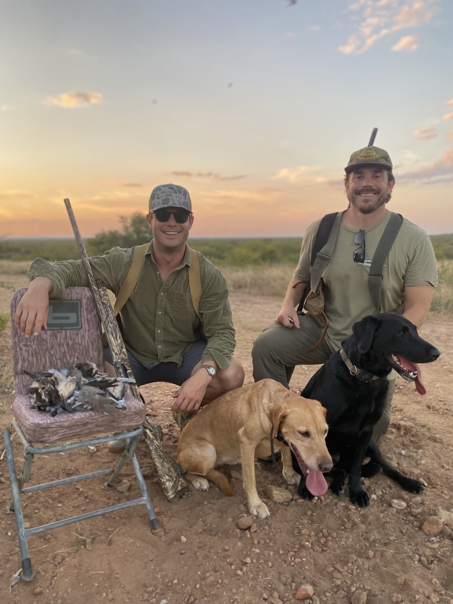 Timothy Caillouet and crew on managed land at sunset in the Bayou Region