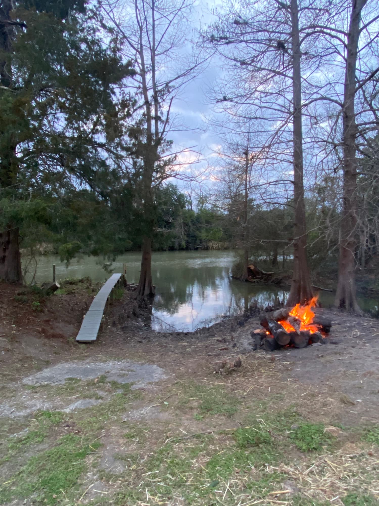 Controlled brush burn on recreational land near Houma